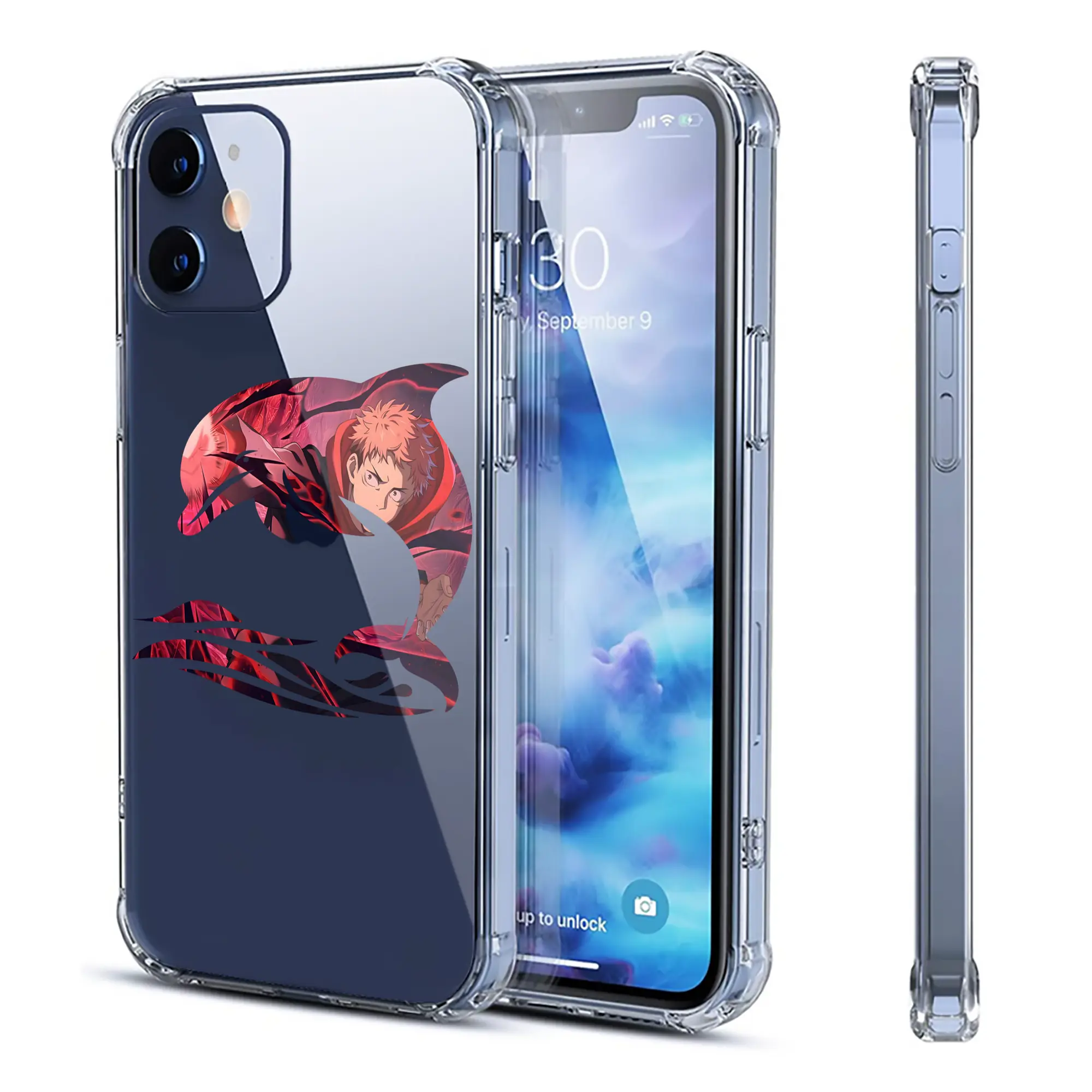 呪術廻戦 グッズ,虎杖 悠仁 - IPhone 12シリーズ対応 ・ 透明スマホケース ・ クリアソフトケース ・ TPU素材 ・ 耐衝撃 ・ 高密着 ・ 防汚 防指紋 ・ 簡単着脱